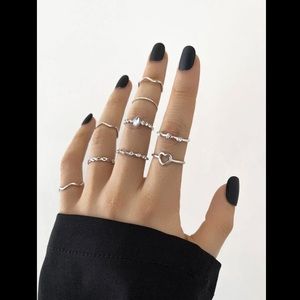 9 Piece, Heart, Ring Set